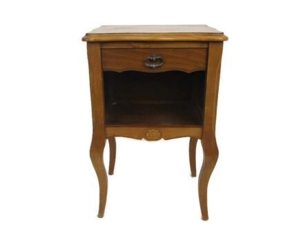 Antique French Art Deco Nouveau Hand Carved Wood Side Cabinet Lamp End Table Nightstand Barn Style