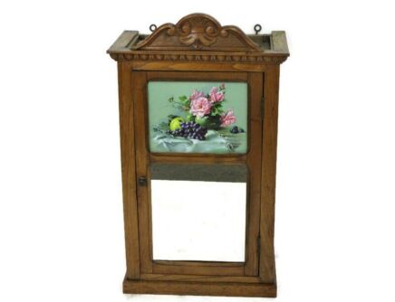 Bathroom Apothecary Medicine Cabinet Barn Hand Carved Wood Flowers Beautiful