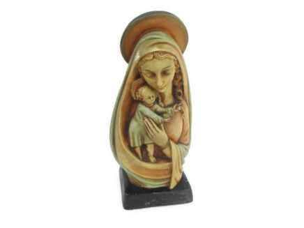 Art Deco Virgin Mary Madonna Infant Child Plaster Statue tenderness Lovely 12.99"
