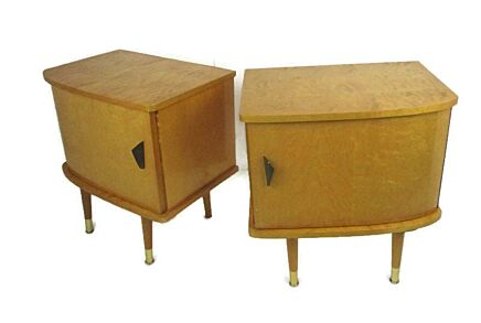 Vintage Nightstands End tables Mid Century Modern Wood Retro WOW Pair Couple Double Pop Art