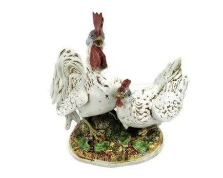 Capodimonte Large Figurine Statue Rooster Chicken Certificat Italy Gorgeous