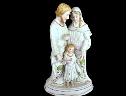 Holy Family Bisque Porcelain Statue Infant Child Jesus Christ Virgin Mary Madonna Saint Joseph 9.84"