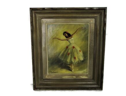 Oil Painting on Panel Wooden Frame Beautiful Ballet Danser Signed R. Raes