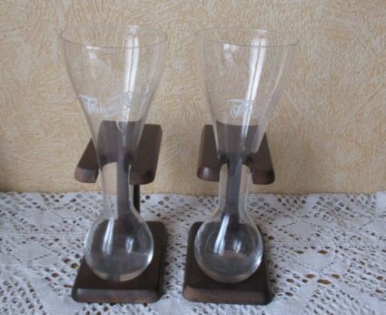 Belgian Beer Glasses Kwak Pauwel Wooden Holder Coachman's glass