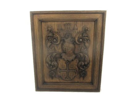 Wooden Ornate Gothic Shield Wall Decor Family Crest Heraldic Wall Hanging  