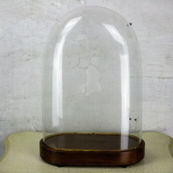 L Antique Victorian Oval Hand Blown Glass Globe Dome Steampunk Clock 17.71"
