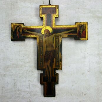 Florentine Wood San Damiano Style Wall Hanging Crucifix Basilica di San Croce