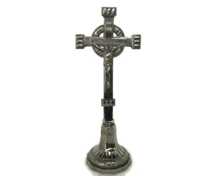 Vintage Standing Table Crucifix Cross Calvary Corpus Christi Spelter Ornate