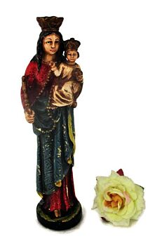 Polychrome Vintage Statue Virgin Mary Our Lady Madonna of Poeke Ertvelde (Belgium)Infant Child Collector HTF