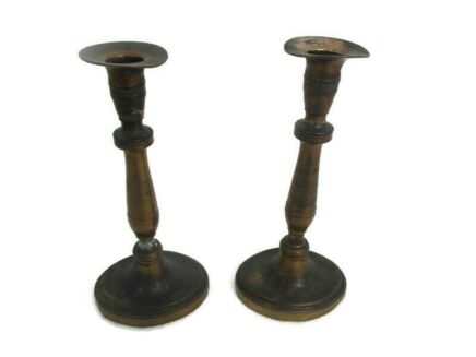Antique Bauhaus Art Nouveau Candle Sticks Candle Holders Copper