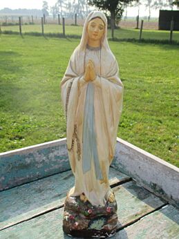 Figurine Lourdes Virgin Mary Madonna Plaster statuette 15.94" French Toulouse