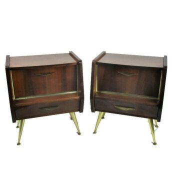Retro Pair Couple Vintage Nightstands End tables Mid Century Modernist Wood