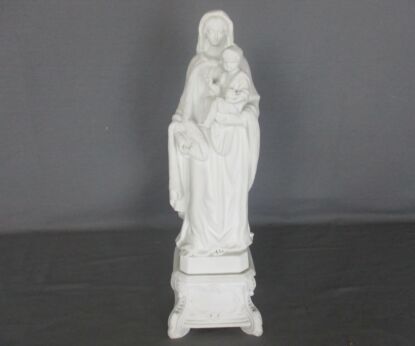 Large French Antique 1900 Bisque Statue Virgin Mary Our Lady with Infant Exquisite 14.7"