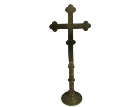 Antique Standing Table Altar Crucifix  Cross Tall Heavy French Jesus Christ 20.47"