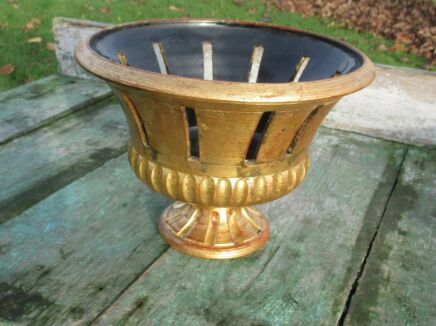 Planter Jardiniere flower pot Ceramic Marked Italy NOS 70s Gold Color