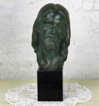 Bust Jesus Christ Church Plaster Marble Base Statue Sculpture Signed Parentani