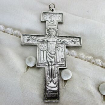 Russian Orthodox Crucifix Pendant Hanging Cross Priest Aluminium Ornate