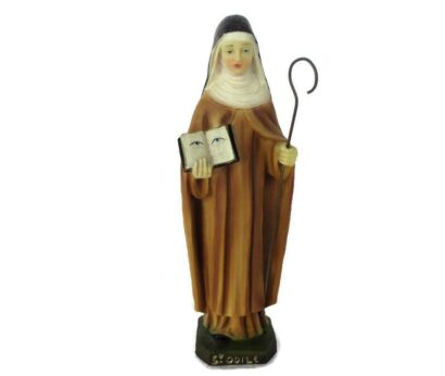 Small Statue Figurine Saint Odile Odilia of Alsace Patron Saint of good Eyesight Resin Collector HTF