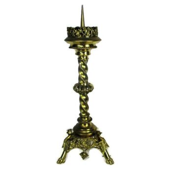 Gothic Large Candle Holder Candlestick Church Altar Brass Gargoyles Birds Dragon