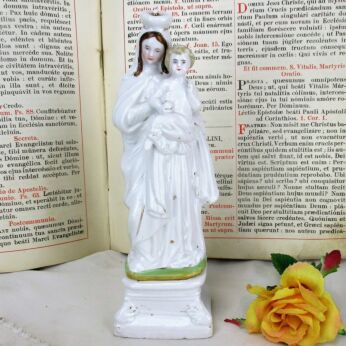 Antique Statue Virgin Infant jesus Porcelain Bisque Andenne HTF Collector 8.26"