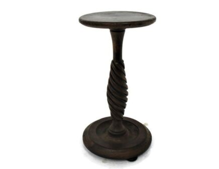 Ornate Twisted carved wood Pedestal Table Plant Bonsai Flower Stand 18.3" Barn