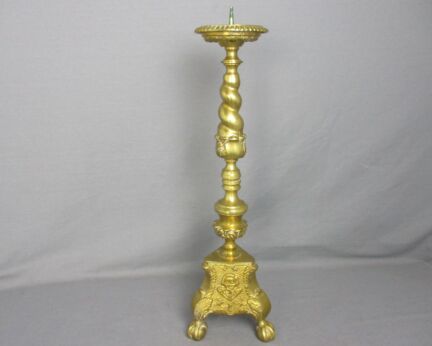 Gothic Large Candle Stick Candle Holder Brass Angel Faces Twisted Stem Gorgeous