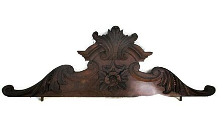 Large Hand Carved Pediment Ornate Over door Architectural Flower Reclaimed