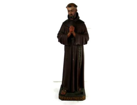 XL Antique 1900 Church Quality Statue saint Francis of Assisi HTF Gothic 53.93"!