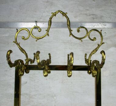 Vintage Hall Tree Coat Hat Rack Stand Brass Fish Ornate Hollywood Regency HTF
