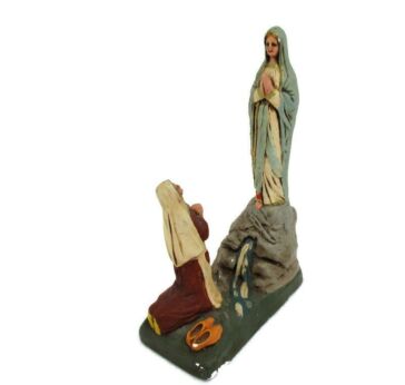 Holy Mother Lourdes Virgin Mary St Bernadette French Statue Shrine Grotto Niche Beautiful Plaster Polychrome