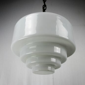 Skyscraper Art Deco Art Glass Light Pendant Shade 1920s White Gorgeous