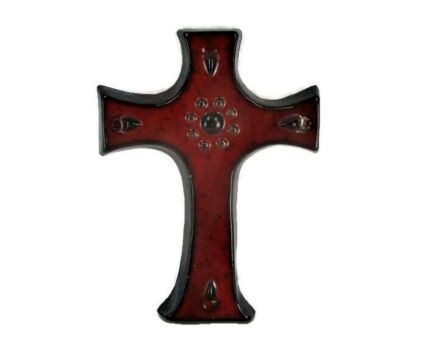 Mid Century Modern Ceramic Crucifix red Abstract Touches Era Amphora Perignem Beautiful