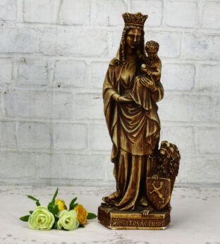 Our Lady of Flanders Virgin Mary Infant Child Gothic Plaster Statue Lion Dragon