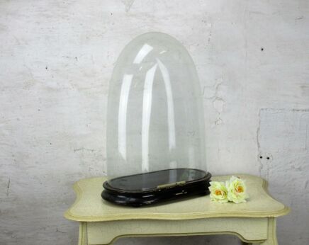 Victorian Antique Oval Hand Blown Glass Dome Globe Mantle Clock Steampunk 16.92"