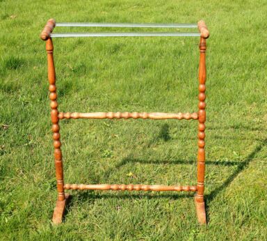 Vintage Free Standing Quilt Towel Blanket Comforter Rack Wood glass