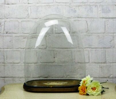 Victorian Antique Oval Hand Blown Glass Dome Globe Display Steampunk 14.56"