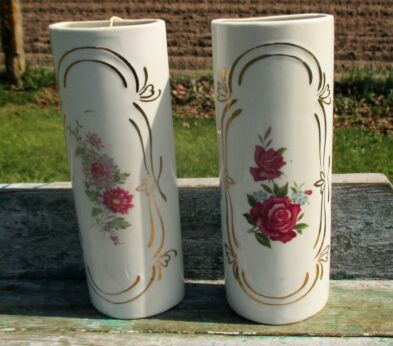 Couple Ceramic Hanging Humidifier Radiator Dry Air Moister Pink Flowers Marked