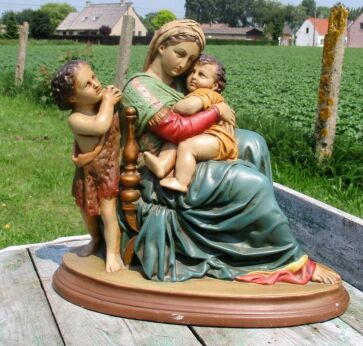 Virgin Mary Madonna Della Sedia Seggiola Statue Rafael John the Baptist Plaster