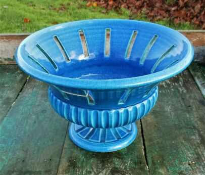 Blue Planter Jardiniere flower pot Ceramic Bitossi Style Italian Italy NOS 70s