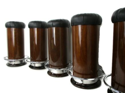 Set of 5 Bar Stools Chairs Counter Height Cushioned Vintage Rosewood Funky Rare