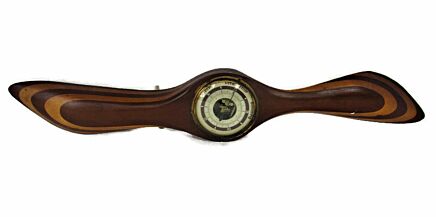 Vintage Barometer Steampunk Propeller two toned Wood Aviation decor Airplane Funky (not working)
