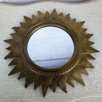 Small Sunburst Starburst Wall Glass Mirror Mid Century Modernist Pop Art Resin