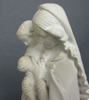 Virgin Mary Madonna Holy Mother Infant Child Plaster Statue Figurine White