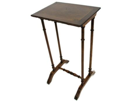 Antique French Hand Carved Wood Coffee Wine Side Table Inlay Marquetry Barn Country Farmhouse style