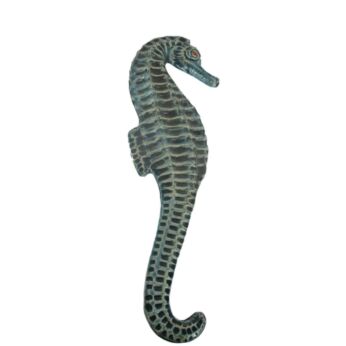 Seahorse Hippocampe Modernist Blue Ceramic Wall Plaque Marked F Sanchez Retro