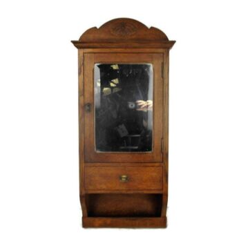 Vintage Kitchen Apothecary Medicine Wall Bathroom Cabinet Oak Beveled Glass