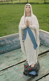 Vintage Virgin Mary Madonna Lourdes Statuette signed Maillard Chalk 10.04"