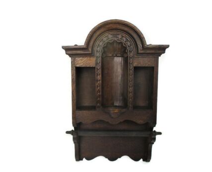 Large Antique hand Carved Wood Chapel Niche for Statue Shrine Display WOW