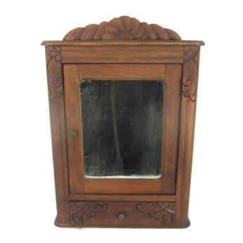 Gorgeous Kitchen Apothecary Medicine Bathroom Wall Cabinet Ornate Hand Carved Wood Sunflower