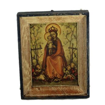 Vintage Wall Hanging Virgin Mary Infant Child Hummel Scene Lovely Small Frame